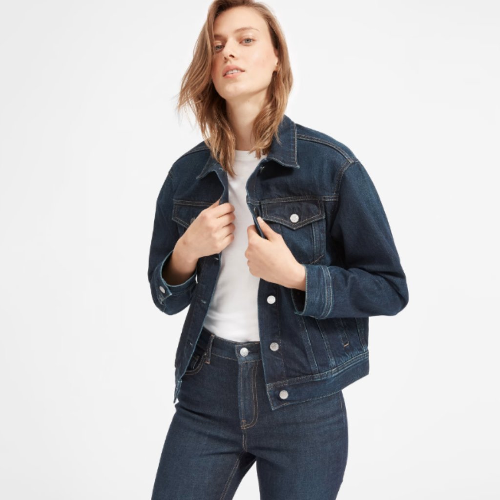 Everlane The Denim Jacket In Dark Vintage Blue